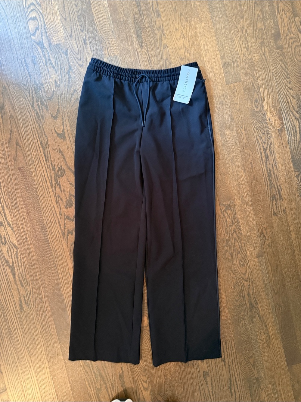 Athleta Black Wide-Leg Pull-On Trousers